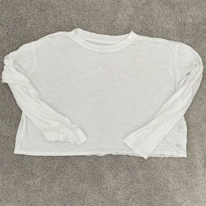Pink Victoria Secret White Crop Long Sleeve Shirt Size Medium